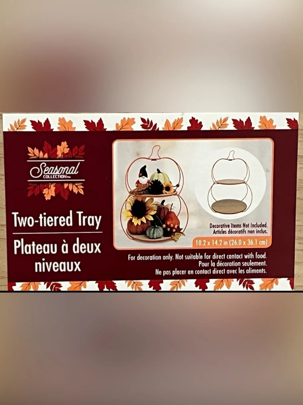 2 Tier Fall Decor Pumpkin Shaped Tray Stand